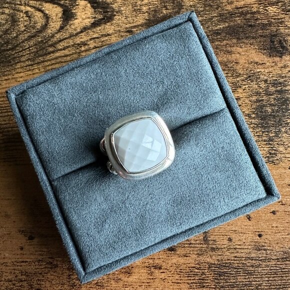 David Yurman Albion Ring w/ White Agate - 16mm - Size 6 - Picture 1 of 13